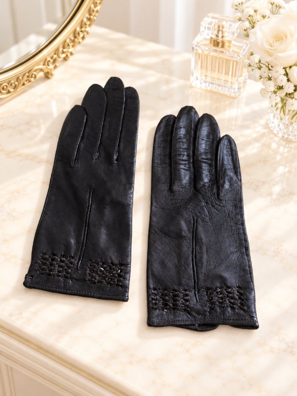 Madova Kidskin Gloves Brown Solid Leather Silk Lined Braided Made in Italy 6.5